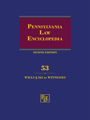 Pennsylvania Law Encyclopedia by Publisher''s Editorial Staff
